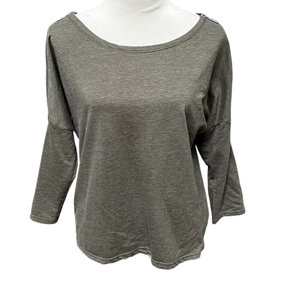 Jennyfer Women’s Medium Olive Green Thin Sweatshirt Zippers on shoulders - Picture 1 of 8
